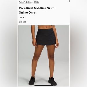 Lululemon | EUC Pace Rival Skirt, size 6
